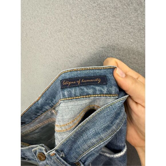 Y2K Citizens of Humanity Women Blue V-Front Stretch Low Waist Boot Cut Jeans Siz - Picture 4 of 11